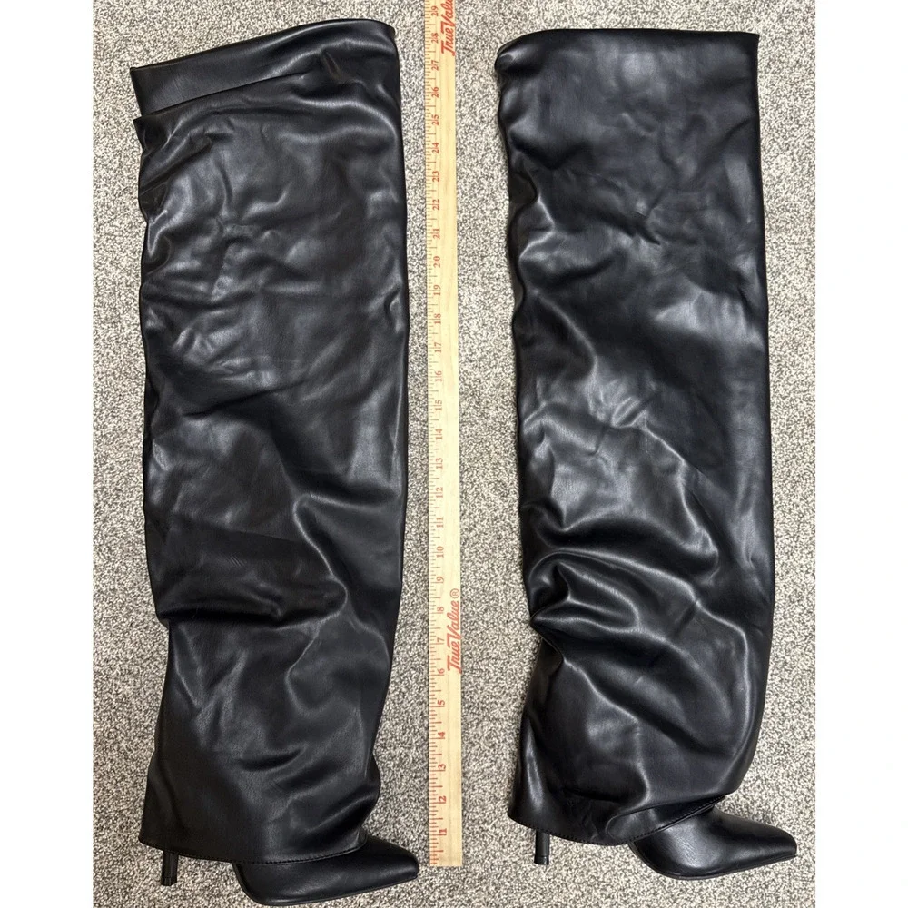 Wild Diva Lounge Over The Knee Boot Size 6 in‎ Black Stiletto Heel Side Zip NWOB